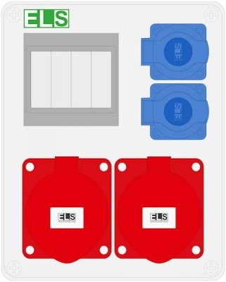 Rozdzielnica budowlana MIKO 2x32/5 + 2x230V okno 4M E901304014 ELS