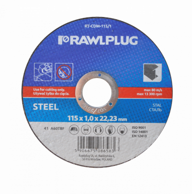 Ściernice korundowe do cięcia stali 115x1,0x22,23mm (RT-CDM-115/1)