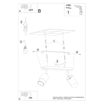 Plafon NERO 2 czarny/chrom