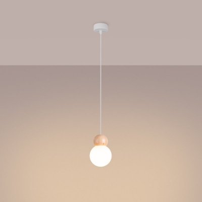Lampa wisząca PEKKA 1 biała/naturalne drewno