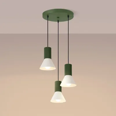 Lampa wisząca ESTRIA 3P beżowa/zielona oliwka