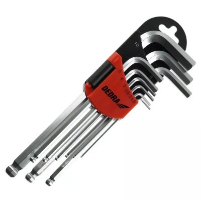 Klucze sześciokątne kulka długie 1.5-10mm zestaw 9szt, CRV