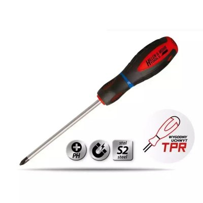Wkrętak krzyżowy Phillips PH0x75mm, stal S2, uchwyt 3-mat.