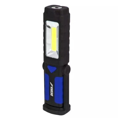 Latarka 3W COB LED+1W LED, podłużna z podstawą, z bateriami