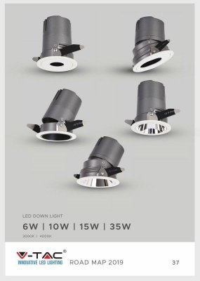 Oprawa LED Downlight V-TAC 6W COB CREE CRI95+ UGR19 24st VT-2907 4000K 400lm 5 Lat Gwarancji