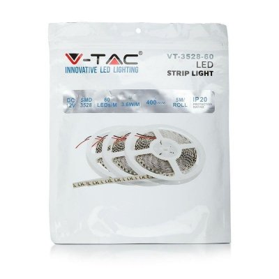 Taśma LED V-TAC 12V SMD3528 300LED IP20 3,6W/m VT-3528 Kolor Zielony 400lm