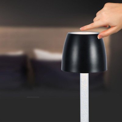 Lampka stołowa nocna V-TAC 3W LED 37cm ładowanie ściemnianie czarna VT-7576 3000K 310lm