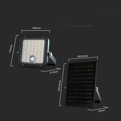 Projektor LED Solarny V-TAC 10W Pilot, AUTO, Timer, Czujnik Ruchu, IP65, CCT VT-411CCT 4000K+6000K 1500lm