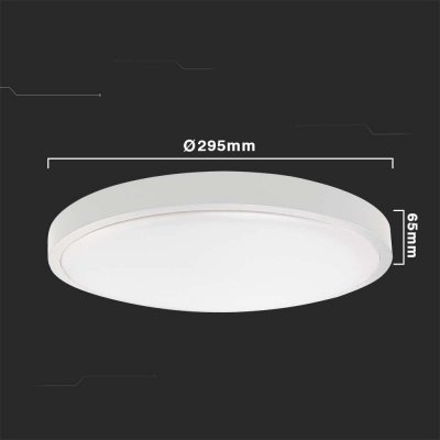 Plafon V-TAC 24W LED Okrągły IP44 Czujnik Ruchu Mikrofalowy 30cm Biały VT-8624S-W-RD 4000K 2400lm