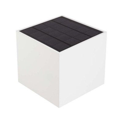 Oprawa ścienna solarna V-TAC 9W LED COB biała kostka 15x15cm IP65 czujnik ruchu VT-409CCT 3000K-4000K-5000K 800lm