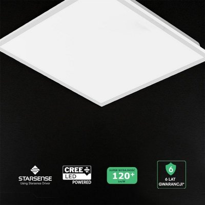 Panel LED V-TAC 40W 60x60 LED CREE CHIP zasilacz STARSENSE backlight 33mm 120Lm/W VT-61044 4000K 4800lm 6 lat gwarancji