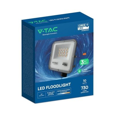 Naświetlacz LED V-TAC CREE CHIP 10W LED 3w1 CCT VT-44014CCT 3000K-4000K-6500K 730lm 6 lat gwarancji