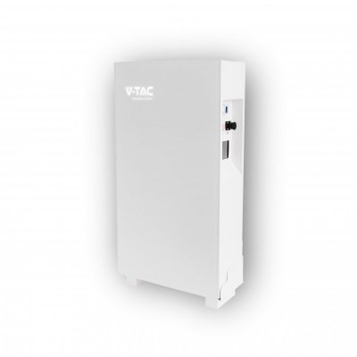 Magazyn bank energii V-TAC biały szklany front 10.24kWh 200Ah/51.2V LiFePO4 BMS VT-10240W 10 lat gwarancji