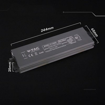 Zasilacz do LED hermetyczny SLIM V-TAC 200W 24V 8.25A IP67 filtr EMI VT-24202