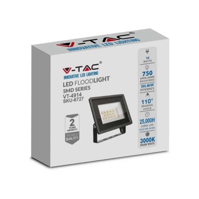 Naświetlacz LED V-TAC 10W SMD F-class czarny VT-4914-B 4000K 750lm