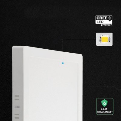 Panel natynkowy downlight V-TAC 24W LED CREE CHIP kwadrat 285x285mm VT-60024CCT 3000K-4000K-6500K 2640lm 6 lat gwarancji
