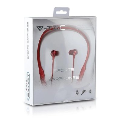 Sportowy Zestaw Słuchawkowy Bluetooth V-TAC 500mAh Czerwony V-TAC VT-6166