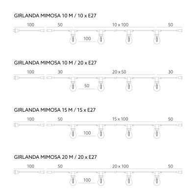 Girlanda MIMOSA 10m 20xE27 Kobi