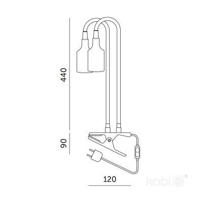 Lampka biurkowa PLANTY CLIP B DUO 2xE27 czarna Kobi Design