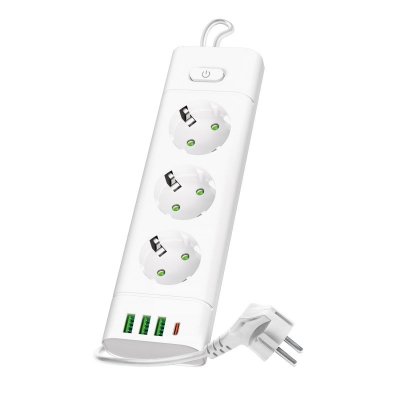 Przedłużacz LINEA PRO XC 3gn+3USB/1USB-C/3m/Zu+W biały Kobi