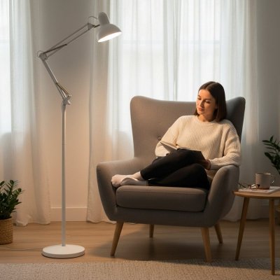 Lampa podłogowa AURIQ ST 1xE27 biała LED2B