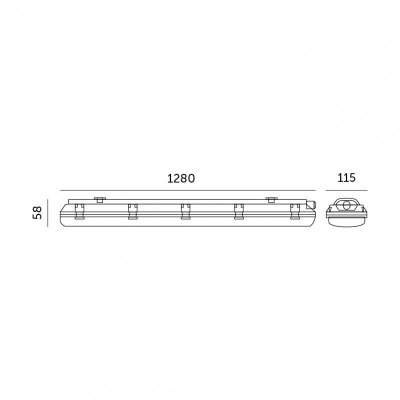 Zestaw HERMETIC 2x120 + LED T8 18W 4000K IP65 Kobi