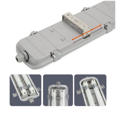 Zestaw HERMETIC 2x120 + LED T8 18W 6500K IP65 Kobi