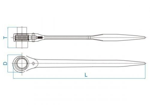 DWUSTRONNY KLUCZ NASADKOWY Z GRZECHOTKĄ 19x22mm (DO RUSZTOWAŃ), DŁ. 320mm King Tony
