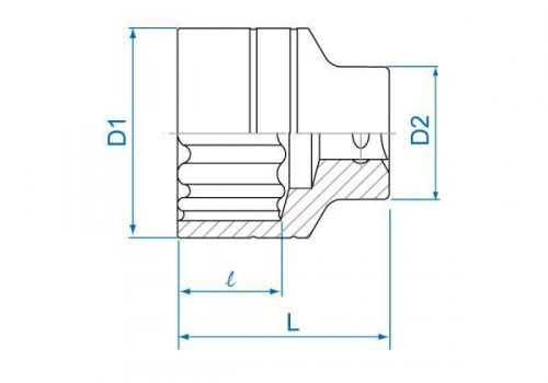 NASADKA KRÓTKA 3/4&quot; CALOWA 2-11/16&quot; x 85mm 12-kąt. Cr-V King Tony