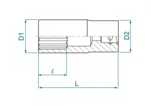 NASADKA DŁUGA 1/2&quot; CALOWA 1-3/16&quot; x 77mm 12-kąt Cr-V King Tony