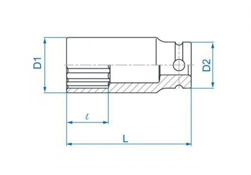 NASADKA DŁUGA UDAROWA CIENKOŚCIENNA 1/2&quot; 22mm x 80mm, 12-kąt King Tony