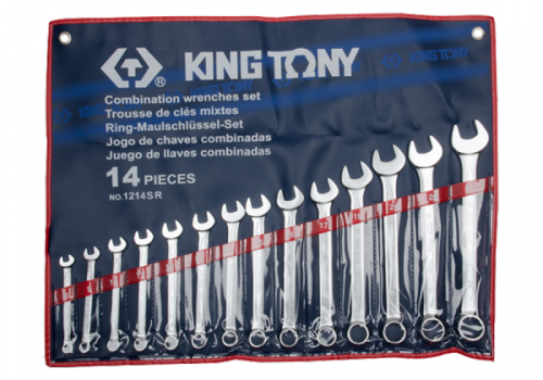 ZESTAW KLUCZY PŁASKO-OCZKOWYCH CALOWYCH 5/16 - 1.1/4&quot;, 14cz. ETUI King Tony