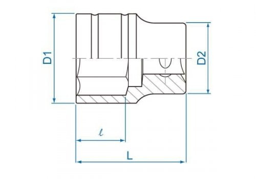 NASADKA KRÓTKA 1/2&quot; 21mm x 38mm, 6-kąt. Cr-v King Tony