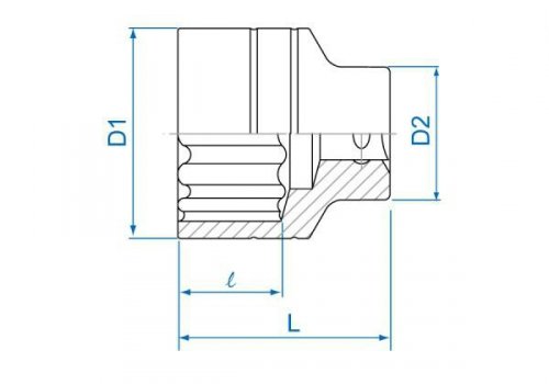 NASADKA KRÓTKA 3/4&quot; CALOWA 3/4&quot; x 50mm 12-kąt. Cr-V King Tony