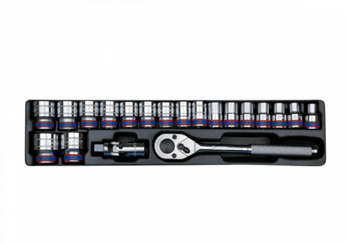 ZESTAW NASADEK 1/2&quot; KRÓTKIE 6-kąt. 10 - 32 mm Z AKCESORIAMI, WKŁAD DO SKRZYNKI 87402, 20 cz. King Tony