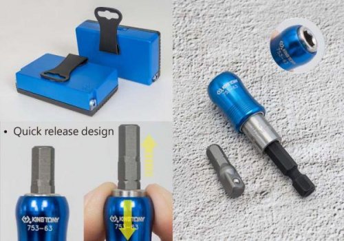 ZESTAW BITÓW 1/4&quot; 32cz. Z UCHWYTEM 7702-25 +753-63, PŁASKIE 3 - 6mm, PH1-PH3, PZ1- PZ3, HEX 3 - 6mm, TORX T10 -T40 King Ton
