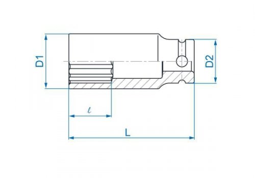 NASADKA DŁUGA UDAROWA 1/2&quot; 36mm x 80mm, 12-kąt King Tony