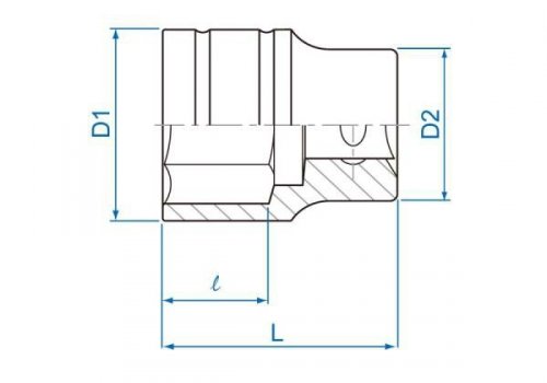 NASADKA KRÓTKA 1/2&quot; 19mm x 38mm, 6-kąt. Cr-v King Tony