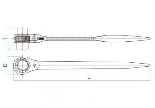DWUSTRONNY KLUCZ NASADKOWY Z GRZECHOTKĄ 24x30mm, DŁ. 402mm King Tony