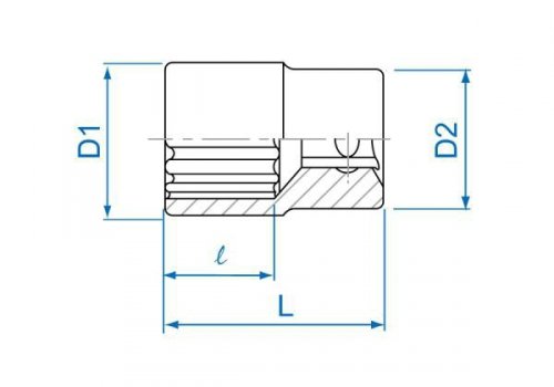 NASADKA KRÓTKA 1/4&quot; 1/2&quot; x 24mm, 12-kąt. Cr-V King Tony