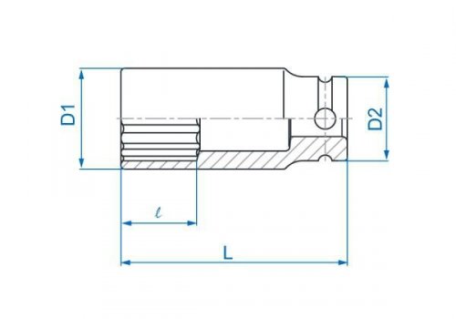 NASADKA DŁUGA UDAROWA CIENKOŚCIENNA 1/2&quot; 11mm x 80mm, 12-kąt King Tony