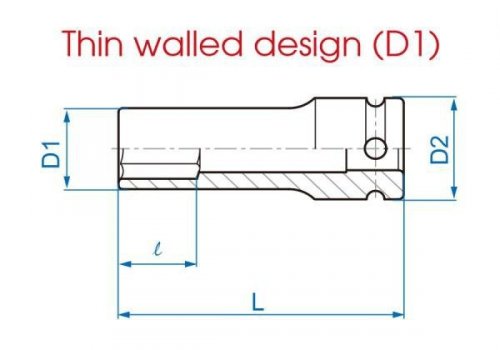 NASADKA DŁUGA UDAROWA CIENKOŚCIENNA 1/2&quot; 21mm x 80mm, 6-kąt, STAL Cr-Mo, DO ALUFELG King Tony