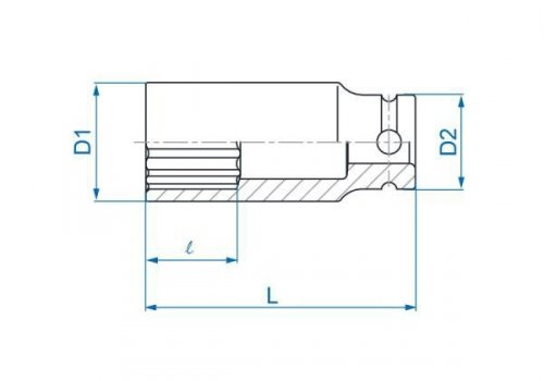 NASADKA DŁUGA UDAROWA 1/2&quot; 1-1/4&quot; x 80mm, 12-kąt King Tony