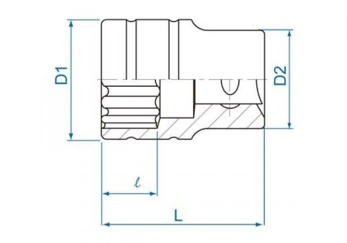 NASADKA KRÓTKA 1/2&quot; 13mm x 38mm 12-kąt. Cr-v King Tony