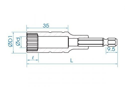 NASADKA DŁUGA 12-KĄTNA DO WKRĘTAREK 1/4&quot; 8mm x 80mm King Tony