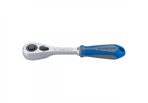 GRZECHOTKA Z PRZYCISKIEM 1/4&quot; 90 ZĘBÓW 140mm UCHWYT GUMOWY King Tony