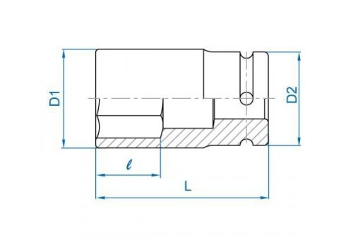 NASADKA KRÓTKA UDAROWA CIENKOŚCIENNA 3/4&quot; 22mm x 60mm, 6-kąt King Tony