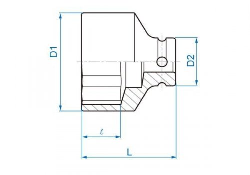 NASADKA KRÓTKA UDAROWA 1/2&quot; 27mm x 44mm, 6-kąt King Tony