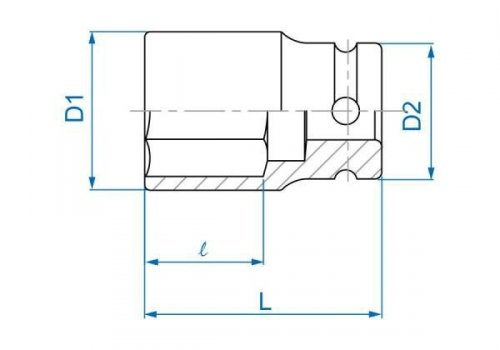 NASADKA KRÓTKA UDAROWA CIENKOŚCIENNA 1/2&quot; 16mm x 52mm, 6-kąt King Tony