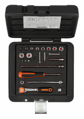 Skrzynka metalowa z zestawem narzędzi 1/4&quot;, 27 szt. BAHCO